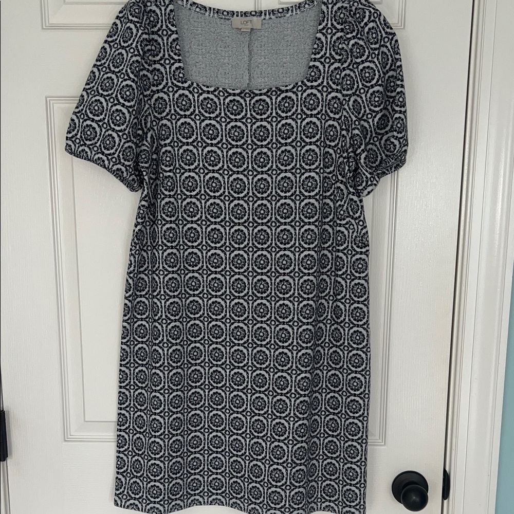 Loft Outlet Black and White Patterned Dress